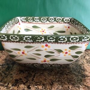 Temp-Tations Green and Cream Floral Bakeware